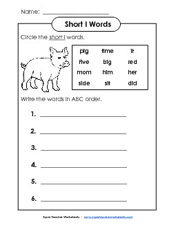 Short I - ABC Order Free Phonics Worksheet