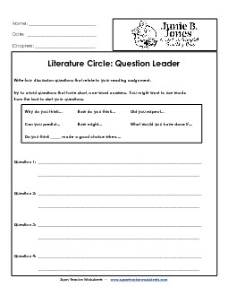 Lit. Circles: Question Leader Free Books Worksheet