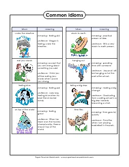 Idioms: Illustrated List Worksheet