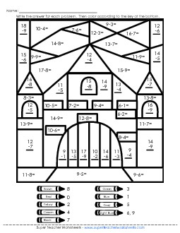 Subtraction: Castle Worksheet