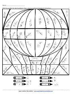 Division: Hot Air Balloon Worksheet