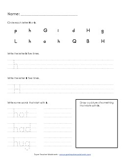 Letter H - Practice Sheet Alphabet Worksheet