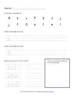 Letter K k - Practice Sheet Alphabet Worksheet