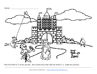 Alphabet Coloring Page - Letter K Worksheet