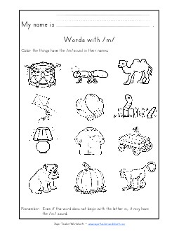 Words with M m Phonics Words With Worksheet