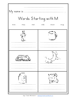 Writing Words that Start with M m Phonics Beginningsounds Worksheet