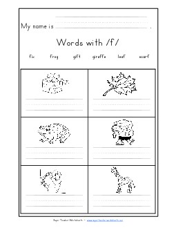 Writing Words with F f Phonics Words With Worksheet