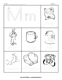 Words that Start with M m Phonics Beginningsounds Worksheet