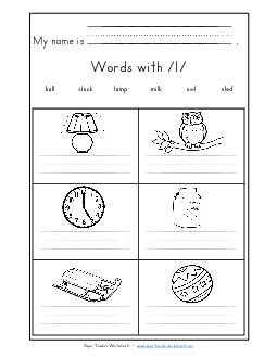 Writing Words with L l Phonics Words With Worksheet