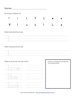 Letter L l - Practice Sheet Alphabet Worksheet