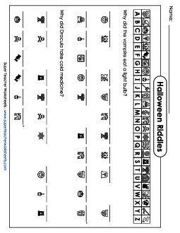 Halloween Crypto-Code Riddle Free Holiday Worksheet