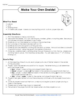 Make a Dreidel Hanukkah Worksheet