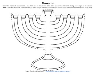 Hanukkah Cut-Out Menorah Worksheet