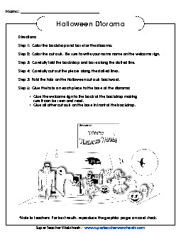 Halloween Diorama Holiday Worksheet