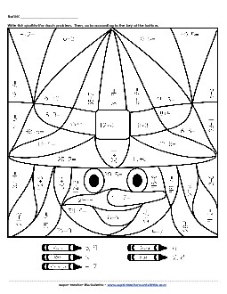 Division Mystery Picture: Witch (Basic Division Facts) Worksheet