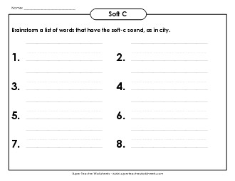 Brainstorm Soft-C Words Phonics Words With Worksheet