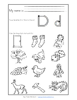 Words that Start with D d Free Phonics Beginningsounds Worksheet