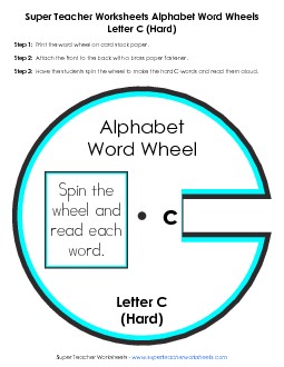 C-  Word Wheel (Hard C) Free Word Wheels Worksheet