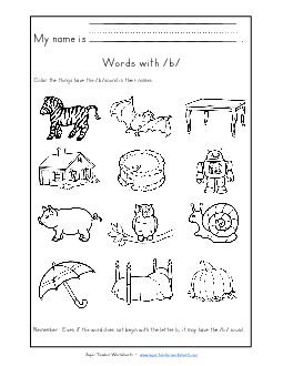 Words with B b Phonics Words With Worksheet