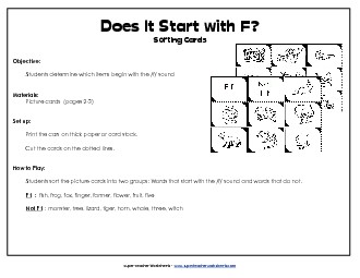 Starts With F - Sort Phonics Beginningsounds Worksheet