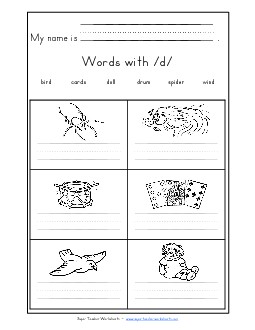 Writing Words with D d Phonics Words With Worksheet