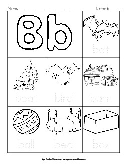 Words that Start with B b Phonics Worksheet