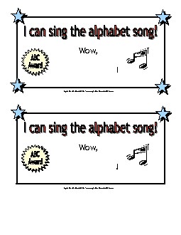 I can sing the ABCs! Awards Worksheet