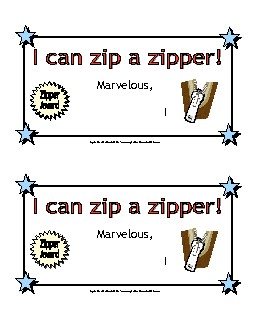 I can zip a zipper. Awards Worksheet