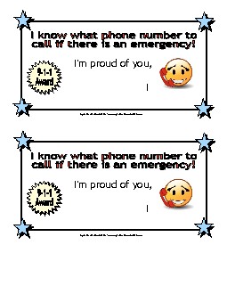 I know what number to call if there is an emergency. Awards Worksheet