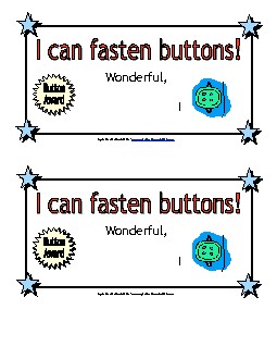 I can fasten buttons. Awards Worksheet