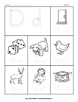 Words that Start with D d Phonics Beginningsounds Worksheet