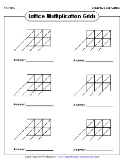 Blank 3-by-2 Lattice Grids Worksheet