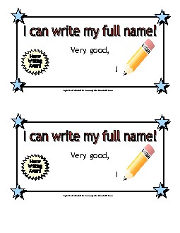 I can write my full name! Awards Worksheet