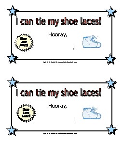 I can tie my shoe laces! Free Awards Worksheet