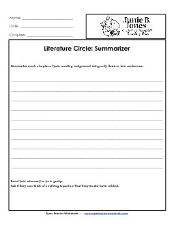 Lit. Circles: Summarizer Books Worksheet