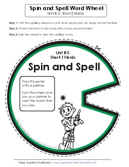 Spin and Spell (B-3) Spelling B Worksheet