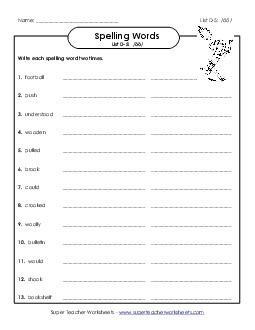 Write Twice (D-5) Spelling D Worksheet