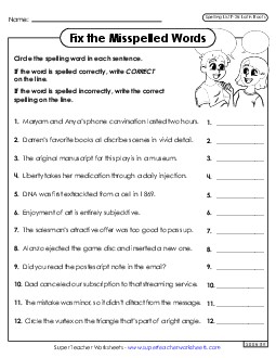 Correct or Incorrect? (F-28) Free Spelling F Worksheet