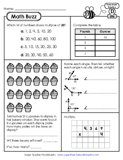 Math Buzz: Week 20 Worksheets 96 through 100 Daily Math Review Worksheet