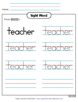 Trace the Word: Teacher Sight Words Individual Worksheet