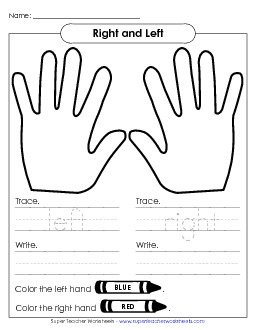 Right and Left Hands Right Left Worksheet