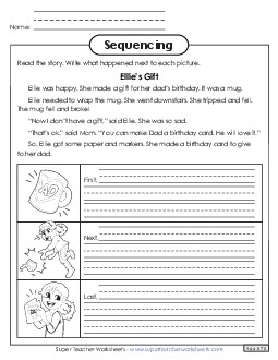 Sequencing Story: Ellie\'s Gift Worksheet