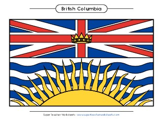 British Columbia Flag (Full Colour) Canada Worksheet