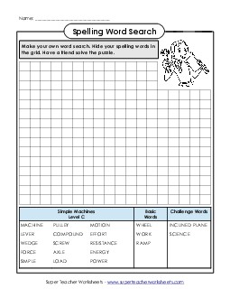 Make Your Own Word Search (C-Simple Machines Words)  Spelling C Worksheet