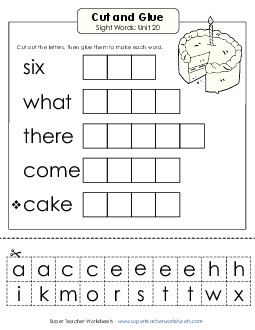 Cut-and-Glue (Unit 20) Sight Words Worksheet