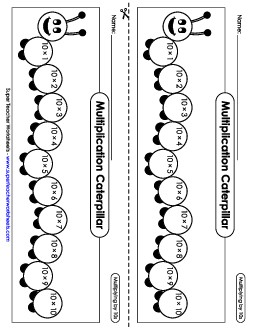 Caterpillar: Multiplying by 10s Multiplication Worksheet