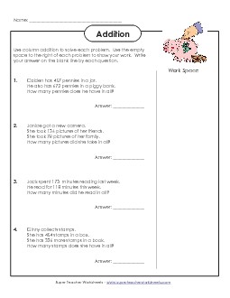 Addition (3-digit) Worksheet