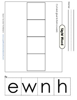 Large Cut-and-Glue: When Sight Words Individual Worksheet