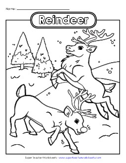 Reindeer Playing Christmas Worksheet