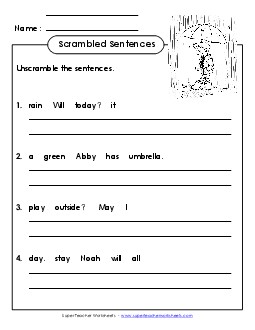 Scrambled Sentences (A-23) Spelling A Worksheet